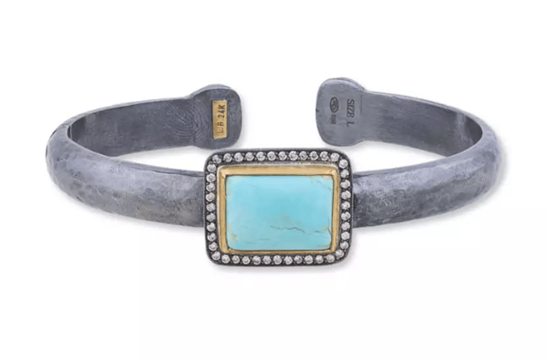 Lika Behar Collection Turquoise Matte Oxidized Sterling Silver Cuff Bracelet
