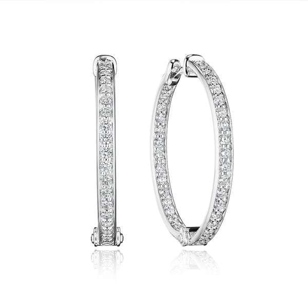 Verragio Diamond in 18K Polished White Gold Hoop Earrings