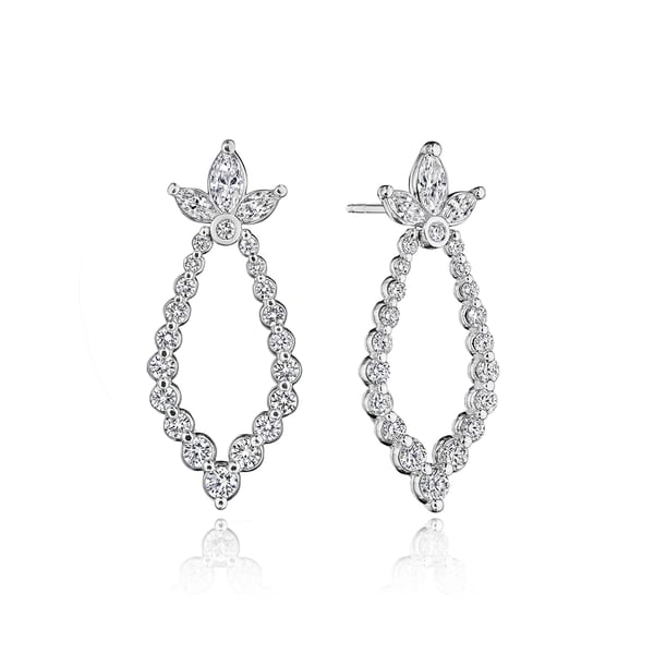 Verragio Diamond in 18K Polished White Gold Dangle Earrings
