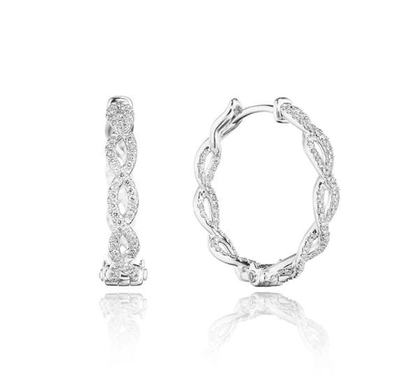 Verragio Diamond in 18K Polished White Gold Hoop Earrings