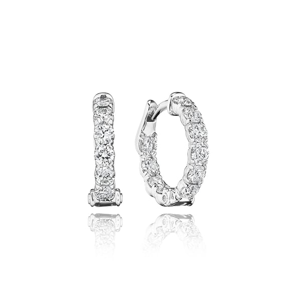 Verragio Diamond in 18K Polished White Gold Hoop Earrings