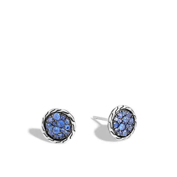 John Hardy Classic Chain Sapphire White Sterling Silver Stud Earrings