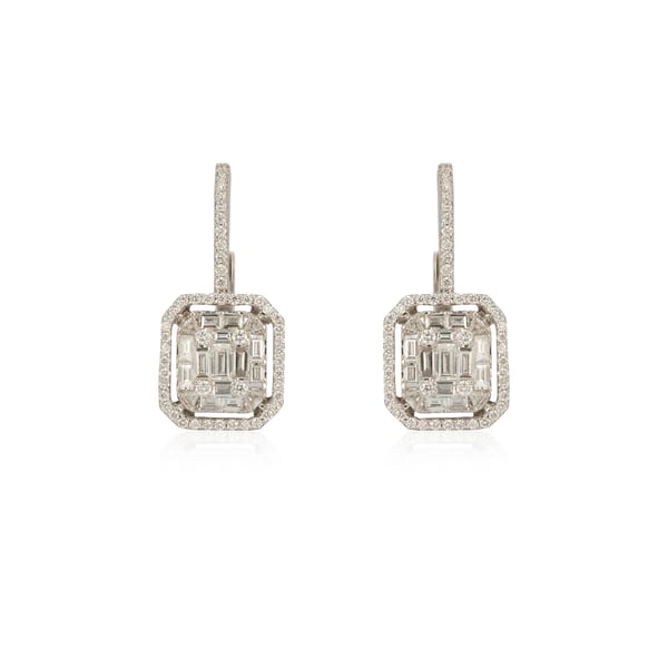 ZYDO ITALY Diamond in 18K White Gold Dangle Earrings
