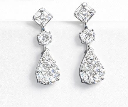 ZYDO ITALY Diamond in 18K White Gold Drop Earrings