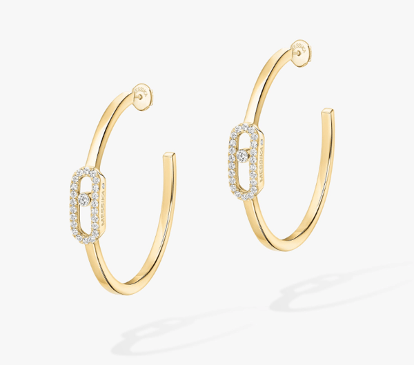 Messika Move Diamond in 18K Polished White Gold Hoop Earrings