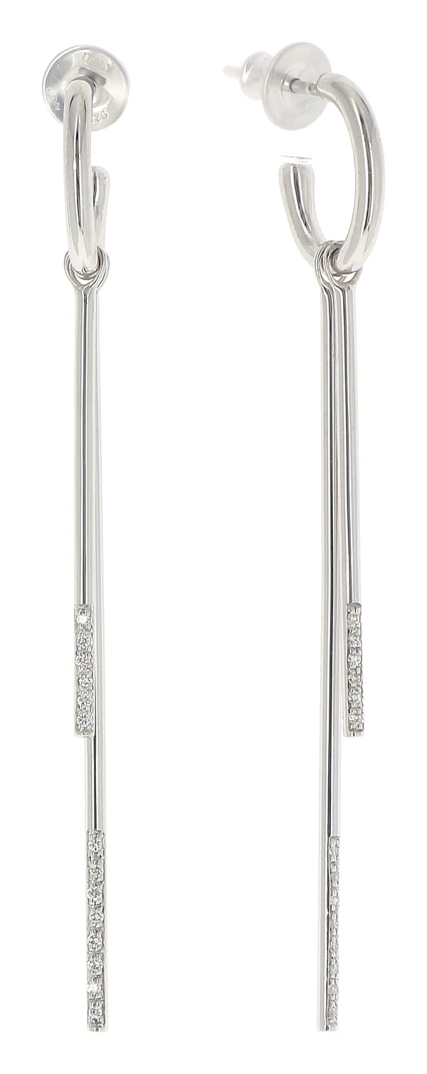 Pesavento Elegance Diamond Polished Silver Rhodium Dangle Earrings