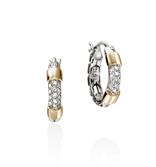 John Hardy SPEAR Diamond in 14K Yellow Gold Hoop Earrings
