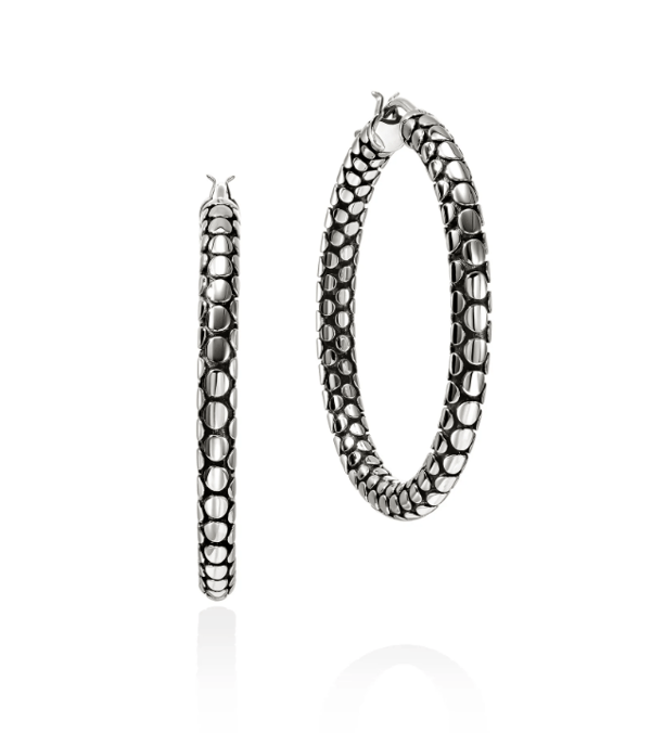 John Hardy Dot Hammered White Sterling Silver Hoop Earrings