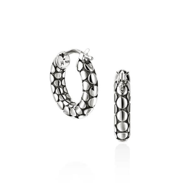John Hardy Dot Hammered White Sterling Silver Hoop Earrings