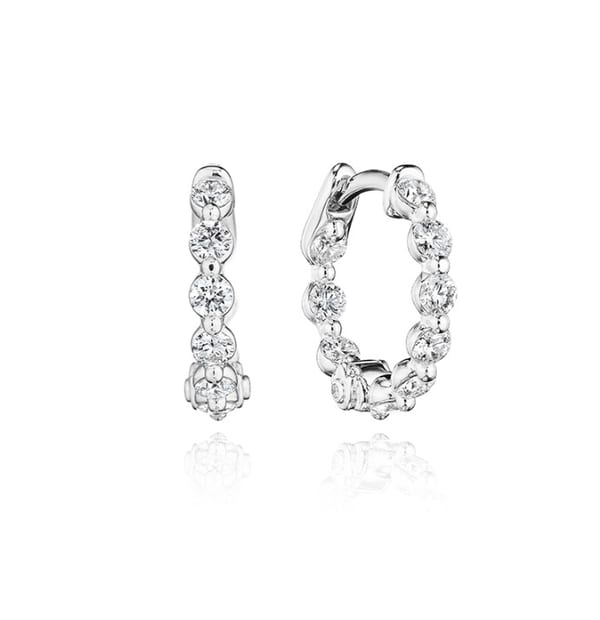 Verragio Diamond in 18K Polished White Gold Hoop Earrings