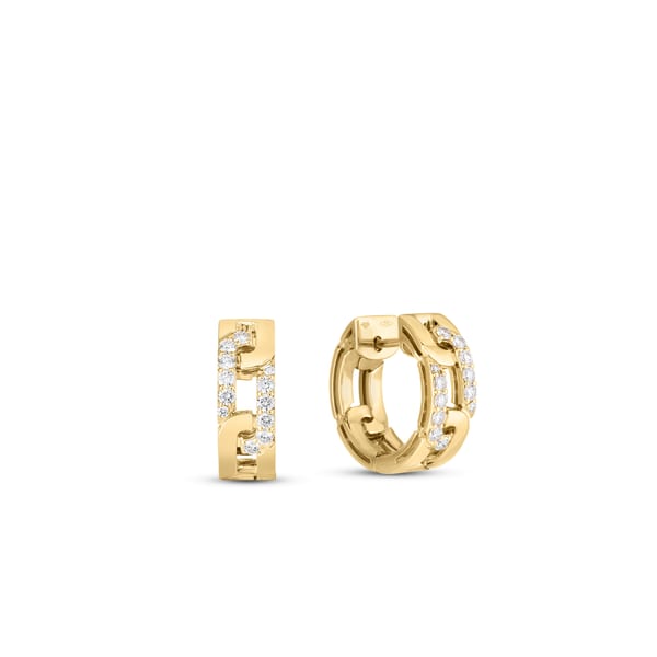 Roberto Coin Navarra Diamond Yellow Gold Hoop Earring
