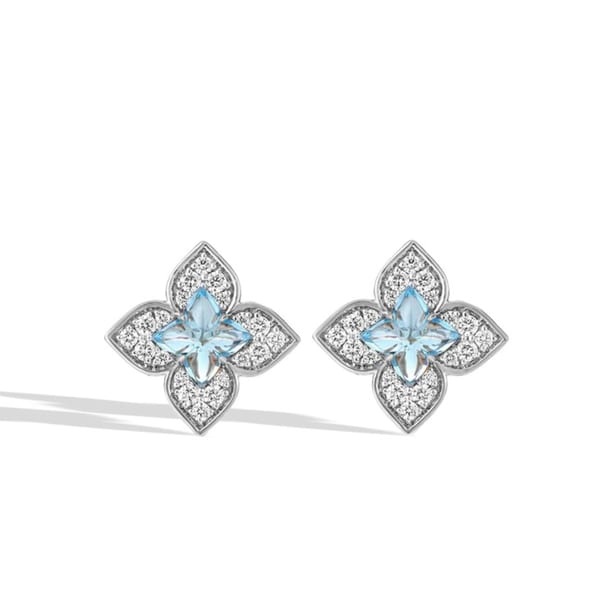Roberto Coin Diamond and Topaz in 18K Polished White Gold Post Earrings