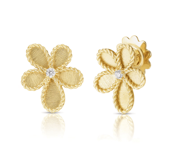 Roberto Coin Diamond in 18K Yellow Gold Post Earrings