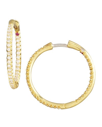 Roberto Coin Diamond Yellow Gold Hoop Earrings