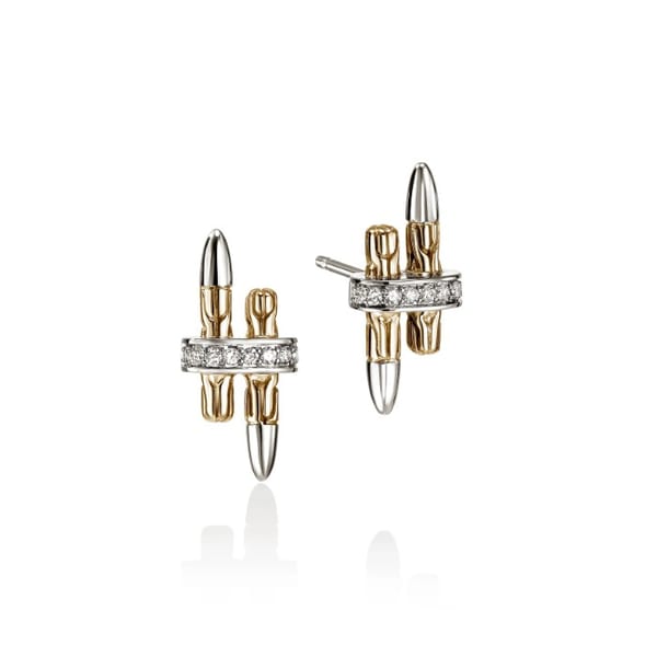 John Hardy Diamond Polished Two-Tone Sterling Silver Post Earrings