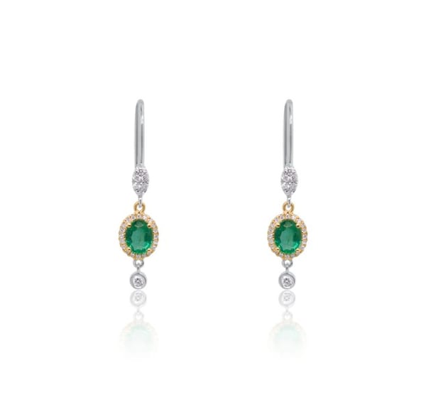 MEIRA T Emerald and Diamond in 14K Polished Yellow Gold Drop Earrings