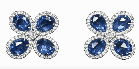 Ruchi Sapphire and Diamond in 18K Polished White Gold Post Earrings