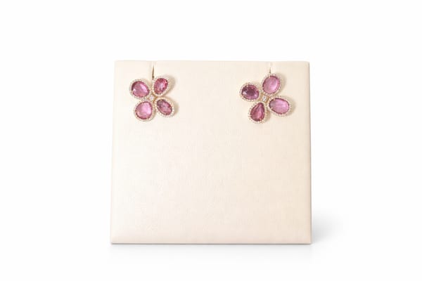 Ruchi Sapphire and Diamond in 18K Polished Pink Gold Post Earrings