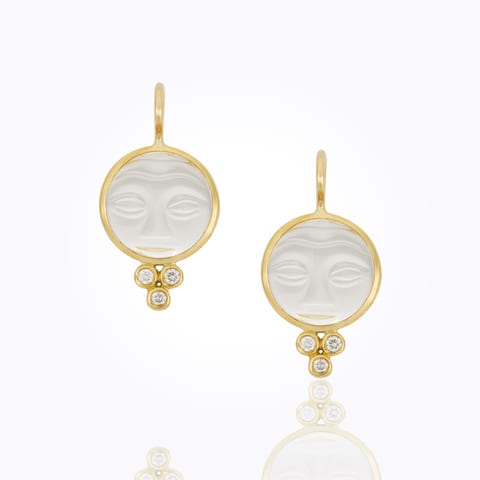 Temple St Clair Crystal and Diamond Yellow Gold Drop Earring