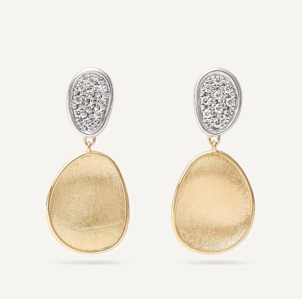 Marco Bicego Lunaria Diamond in 18K Engraved Yellow Gold Post Earrings
