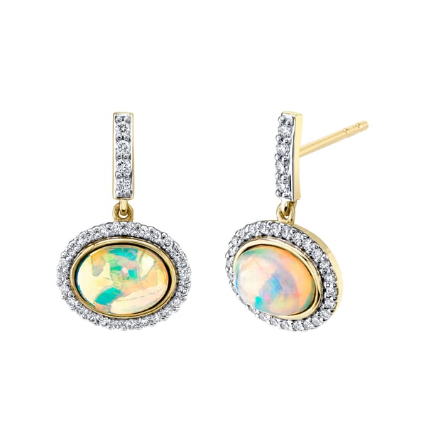 Sloane Street Opal and Diamond Yellow Gold Drop Earrings