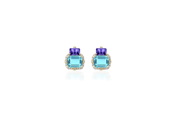 Goshwara Topaz and Tanzanite in 18K Yellow Gold Dangle Earrings