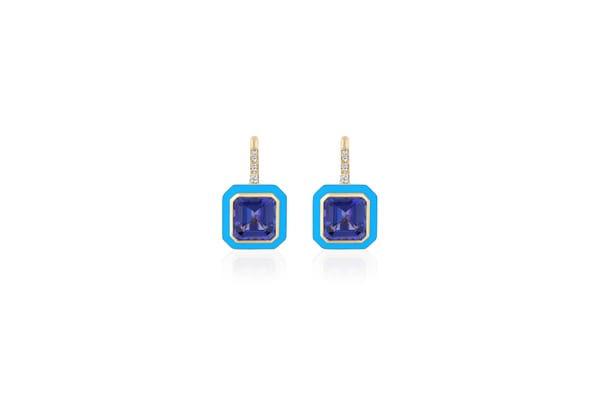 Goshwara Diamond and Tanzanite in 18K Yellow Gold Dangle Earrings