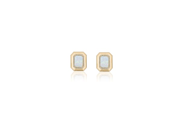 Goshwara Diamond and Opal in 18K Polished Yellow Gold Post Earrings