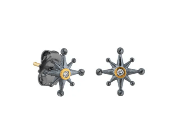 Lika Behar Collection Diamond in 22K Satin Yellow Gold Stud Earrings