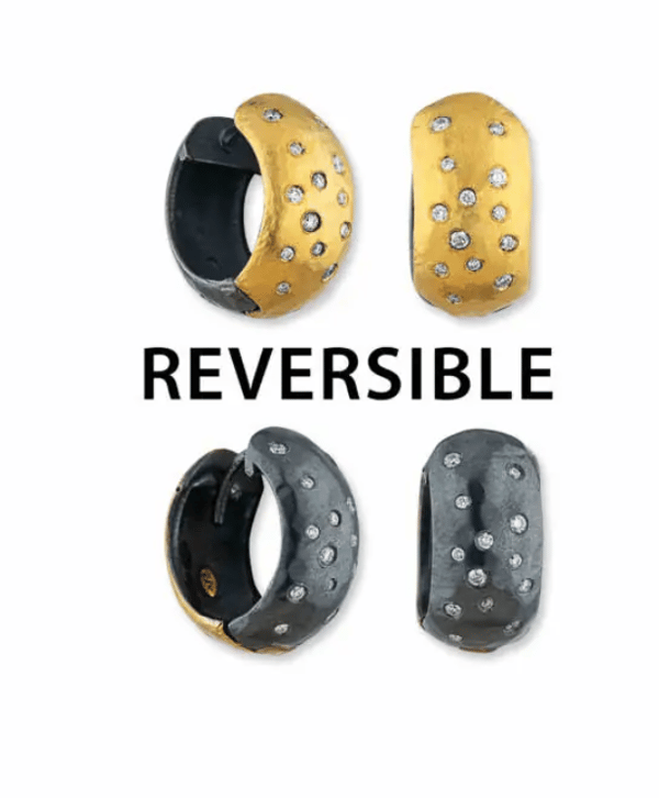 Lika Behar Collection Diamond in 24K Satin Yellow Gold Huggie Earrings