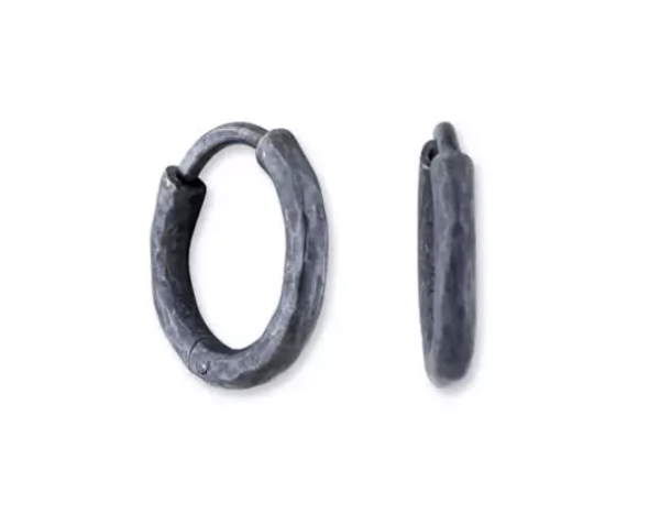 Lika Behar Collection Matte Black Sterling Silver Hoop Earrings