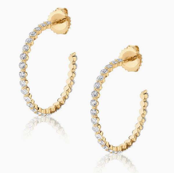 Michael M Diamond in 18K Polished Yellow Gold Hoop Earrings