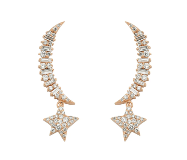Bee Goddess Diamond in 18K Polished Rose Gold Post Earrings