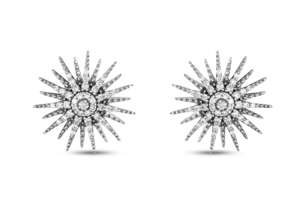 Bee Goddess Diamond in 14K Polished White Gold Post Earrings