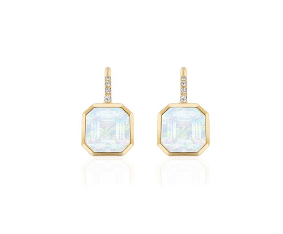 Goshwara Gossip Opal and Diamond in 18K Polished Yellow Gold Dangle Earrings