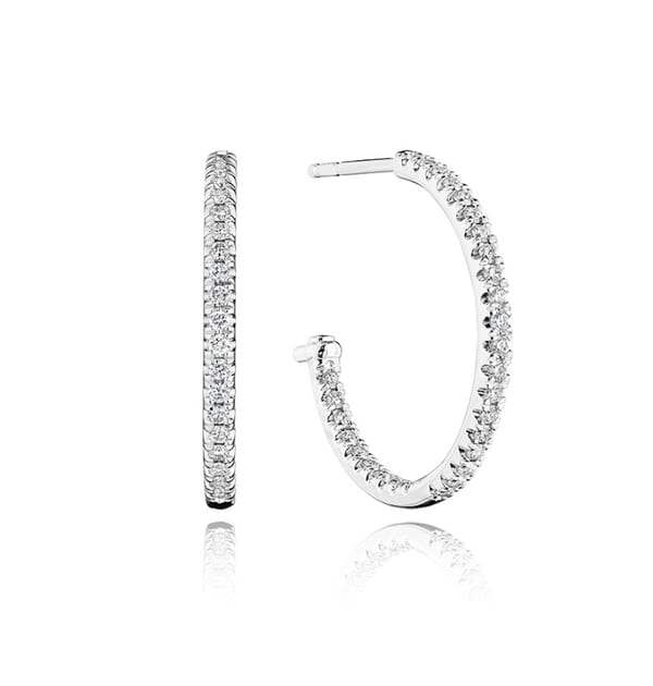 Verragio Diamond in 18K Polished White Gold Hoop Earrings