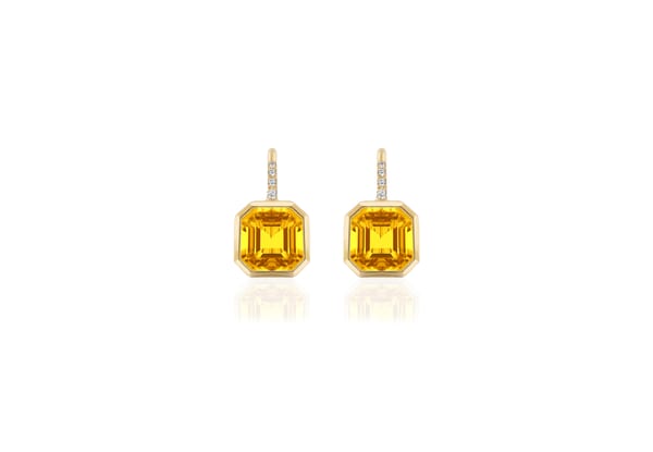 Goshwara Gossip Citrine and Diamond in 18K Yellow Gold Wire Hook Earrings