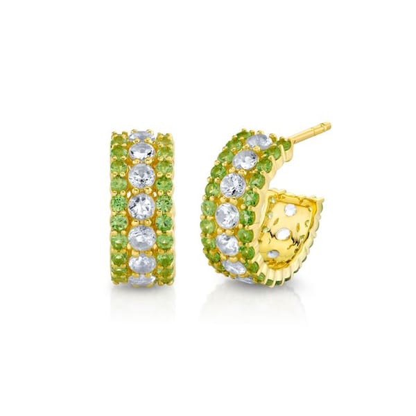 Sloane Street Amethyst in 18K Strie Detail Yellow Gold Hoop Earrings