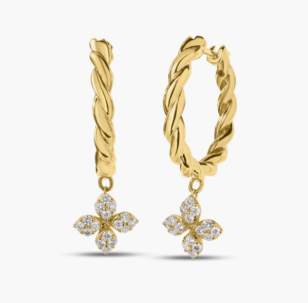 Roberto Coin Love In Verona Diamond in 18K Polished Yellow Gold Hoop Earrings
