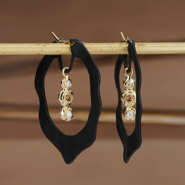 Sarah Graham Diamond in 18K Matte Yellow Gold Hoop Earrings