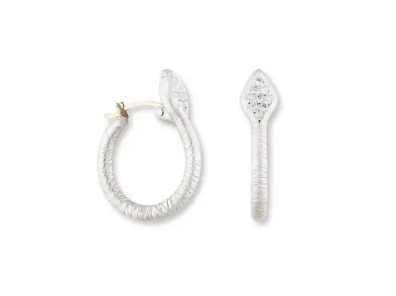 Lika Behar Collection Diamond Matte Silver Sterling Silver Hoop Earrings