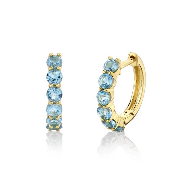 Sloane Street Topaz in 18K Strie Detail Yellow Gold Huggie Earrings