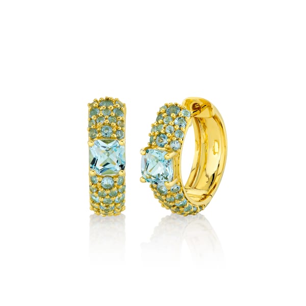Sloane Street Topaz and Diamond in 18K Polished Yellow Gold Hoop Earrings