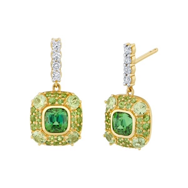 Sloane Street Tsavorite and Diamond in 18K Polished Yellow Gold Drop Earrings