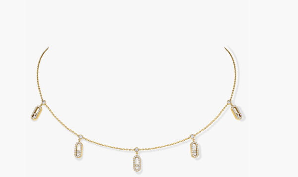 Messika Move Diamond 18K Polished Yellow Gold Station Necklace