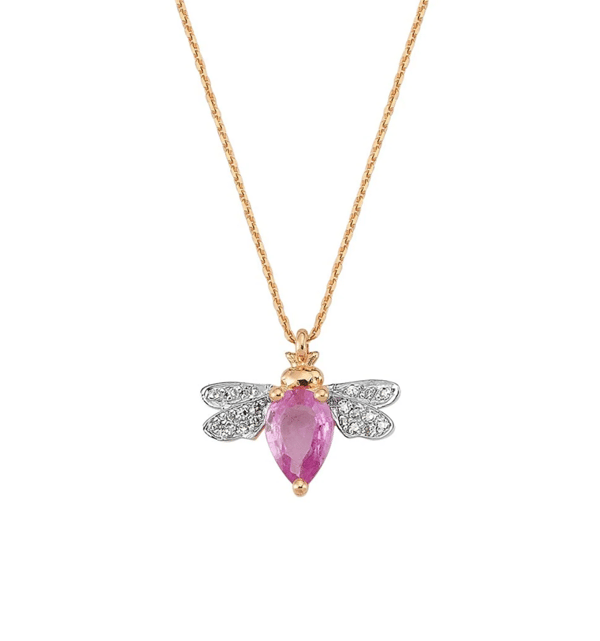 Bee Goddess Sapphire 14K Polished Rose Gold Pendant Necklace