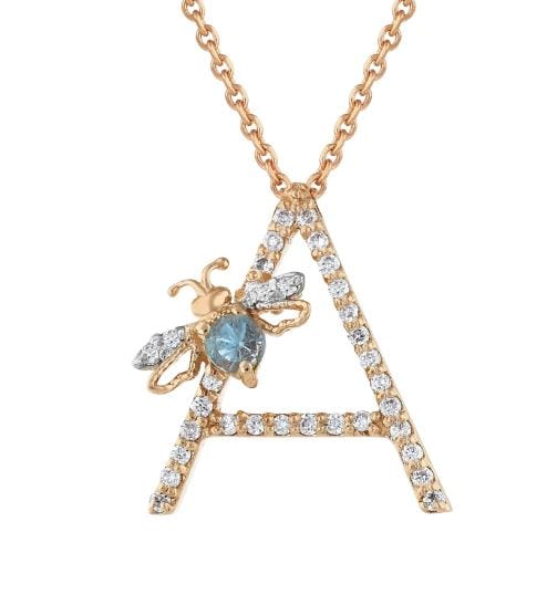 Bee Goddess Diamond 14K Polished Rose Gold Pendant Necklace