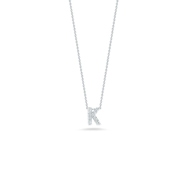Roberto Coin Love Letter Diamond 18K Polished White Gold Chain Necklace