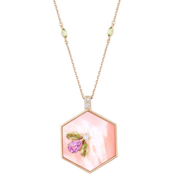 Bee Goddess Peridot 14K Polished Rose Gold Chain Necklace