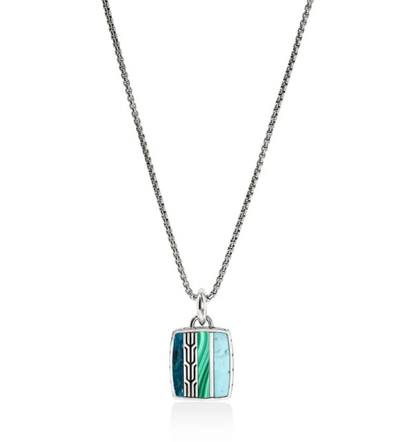 John Hardy Classic Chain Malachite Silver Sterling Silver Pendant Necklace